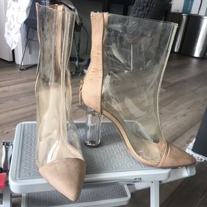Zara vinyl ankle boots with lucite heel size 38